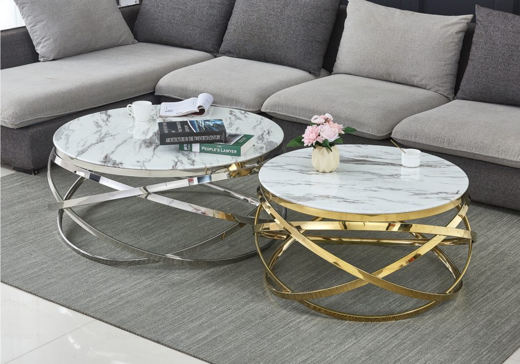 Table basse ronde marbre blanc EVO - Promava